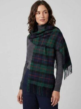 Unisex Cashmere Feel Italian Design Plaid Multi-Color Fringe Hem Scarf